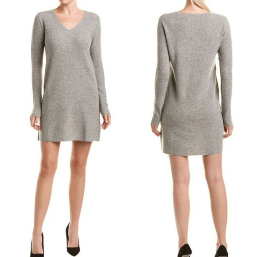 White + Warren Wool Cashmere Sweater Dress (NAVY)